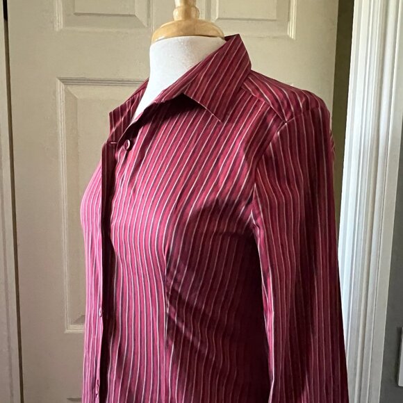 FAITHFULL THE BRAND En Vau Shirtdress 4/S in Wine Stripe - Picture 6 of 11
